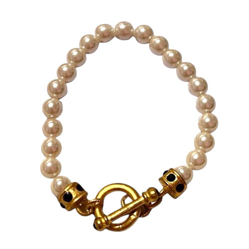 NEW Matte Gold Toggle Clasp Pearl Bracelet